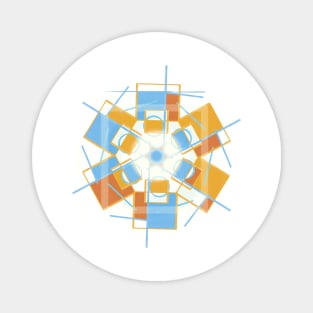 Geometric abstract modern orange blue Magnet